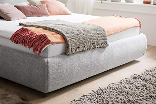 möbelando Polsterbett Atesio hellgrau 180x200 cm H2/H3Designerbett Bett Gästebett Doppelbett Bettgestell