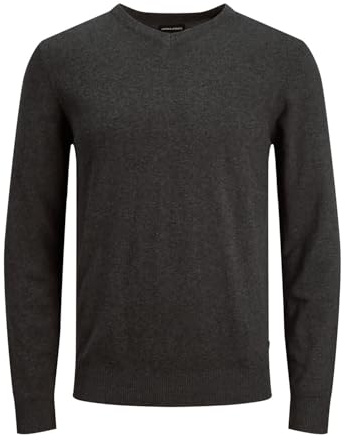 JACK & JONES Herren Dünner Langarm Strickpullover V-Neck Basic Sweater Shirt Jumper JJEEMIL