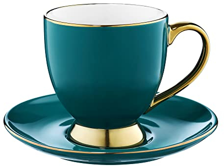 AMBITION Tasse mit Untertasse gold 220 ml Royal Porzellantasse für Kaffee Tee Cappuccino Geschenkidee