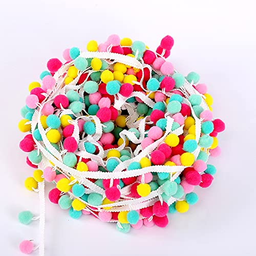 3 Meters 15mm Bunte Pompons Borte zum Basteln,Dekoband Mit Bommeln Bälle Pom Poms Fransenborte Zierband Dekoborte Nähzubehör für DIY Basteln Apparel Kleidung,Kostüme,Nähen,Dekoration,Stil B