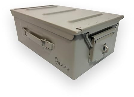Reapr Munitionsdose aus Stahl, robuste verschließbare Metall-Munitionsbox, luftdicht und wasserdicht, 30 Kal oder 50 Kaliber Koffer für Gewehr, Schrotflinte, Pistole, Militär-Fußspind-Stil, Werkzeug