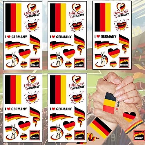 World Cup Tattoo Stickers, 50pcs Temporäre Tattoos Aufkleber Länderflagge Tattoos Aufkleber und Abziehbilder Körper Kunst Dekorationen für World Cup Fußballspiel Party (Deutschland)