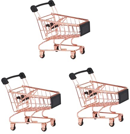 Abaodam 3Pcs Home Children Handcart Shopping Cosmetic Rack Birthday Car Blender Furniture Makeup Novel Tiny Desktop Utility for Creative Faire Semblant Mini Épicerie Tey Shower