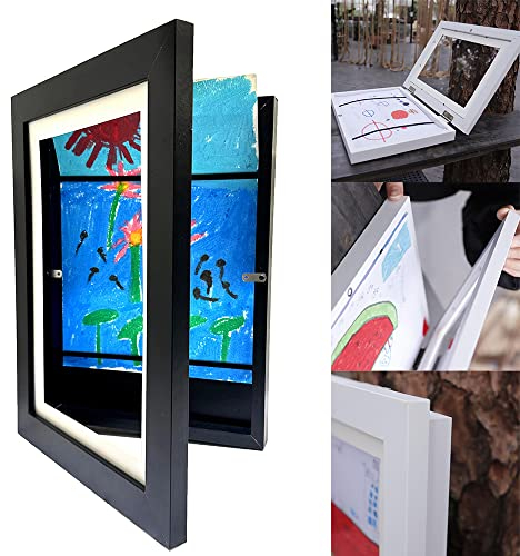 seafly Kunstfotorahmen für Kinder, 21x30 cm Holz-bilderrahmen 150 Bilder Fotorahmen Frontöffnung Bilderrahmen Kinderzeichnungen A4 Kunst Rahmen zum Bemalen und Dekorieren Kinder Kunst DIY (Schwarz)