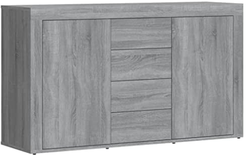 vidaXL Sideboard, Kommode mit viel Stauraum, Schrank mit 4 Schubladen 2 Türen, Mehrzweckschrank Anrichte für Wohnzimmer, Grau Sonoma 120×36×69cm Holzwerkstoff