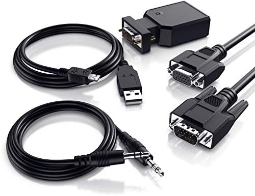 CSL - VGA auf HDMI Adapter mit Audio + VGA + USB + Jack 3,5mm Kabel, Full HD 1080p VGA to HDMI PC zu TV Monitor mit HDMI Converter, VGA zu HDMI Konverter Wandler für PC, Laptop, Fernseher, Projektor