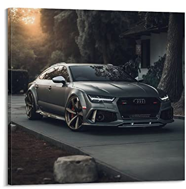 HALOUB Sportauto-Poster für Audi RS7 Super Car Racing Car Dekorative Malerei Leinwand Wand & Kunstbild Druck Familienzimmer Schlafzimmer Dekor 40 x 40 cm