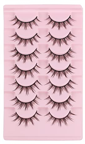 Oreola Manga Lashes Look naturel Wispy Spiky Lashes 7 paires de faux cils asiatiques 3D croisés Anime Lashes ressemblent à des grappes de cils individuels