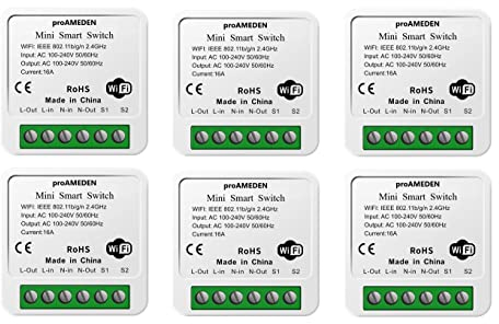 proAMEDEN Interruptor inteligente wifi 16A, MINI Smart switch wifi, Módulo interruptor, app Tuya/SmartLife, Compatible con Alexa, Google Home (6)