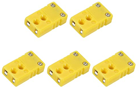 sourcing map 5Stk K Typ Thermoelement Draht Steckverbinder Buchse Adapter Hohe Temperatur 120°C(248°F) für Thermoelement Sensor Fühler Gelb
