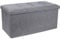 A406 Folding Ottoman Storage Box with Lids Pouffe Seat Stool Foot stool Storage Unit Bench Foot Rest Stool 38cm Grey Black Beige Green (Grey-Linen.76cm)