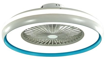 V-TAC VT-5022 Ventilatore da soffitto 45W motore AC corpo bianco e anello interno blu con lampada led 35W 3IN1 CCT e telecomando - sku 217934