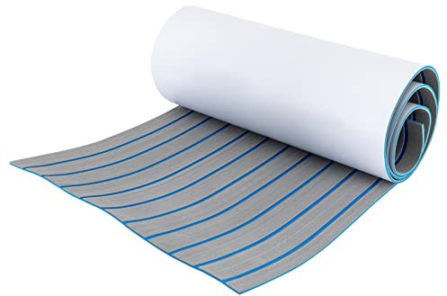 Bollomgy Eva Foam Teak Wood Boat Flooring Carpet 95 x 24 Inches Self-Adhesive Non-Slip Marine Mat Floor Cover Nonskid Boat Decking Sheet Carpet for Boats Yachts Ship Decks Speed Boats
