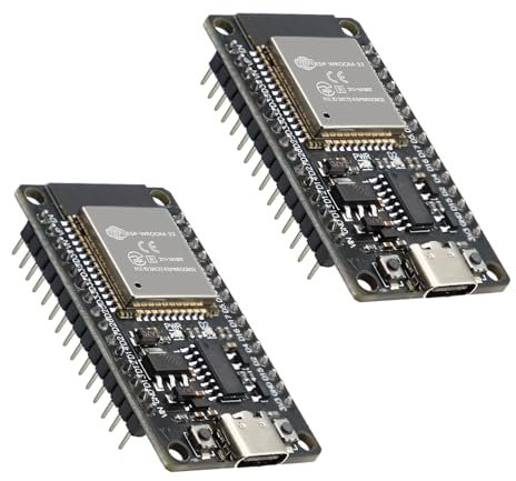 RUIZHI 2 Pièces ESP Mini Cartes de développement, ESP-32S ESP-32-WROOM-32D Module WiFi Bluetooth Type-C Interfaces Chip CH340 Double cœur CPU Compatible avec Arduino