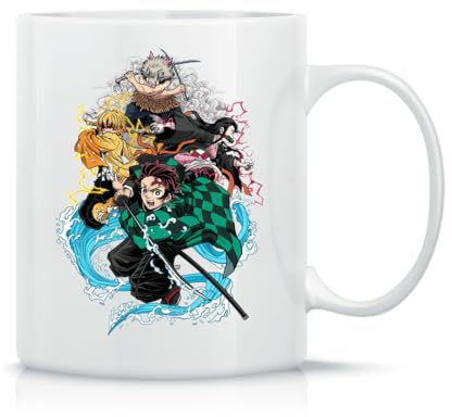 Moonai Demon Slayer Tasse à Thé à Café En Céramique Classique Blanc Noir Rose Magie 330ml