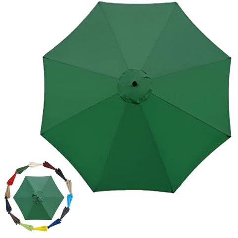 GZDXBF 200cm 270cm 300cm / 6ribs 8 Ribs Replacement Parasol Fabric Cover, Umbrella Cloth Replacement, Garden Parasol Canopy Cover(Color:Green,Size:6 ribs-2.7m(8.8ft))