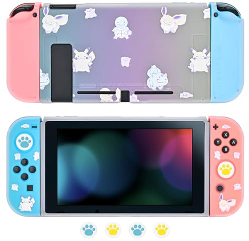 DLseego Custodia Compatibile con Switch 2017 Versione, Gradiente Matte Clear Soft Cover Switch per la Custodia di Switch con 4 Copri levette analogiche,Antiurto e Antiscivolo,Poke Tartaruga