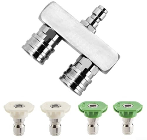 Dual Turbo Nozzle for High Pressure Washer, Turbo Nozzle 2-in-1 360 Rotating with five Pressure Washer Spray Nozzle Tips, Twin Turbo Nozzle with 1/4 Quick Connector, 2.0 Orifice, 5000 PSI(3)