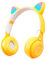 Bluetooth Wireless Headphones, Head-mounted Headse, Foldable Earphones,LED Light Up Cat Ear Shaped Headphones, Over Ear Headphones Stereo with Soft Earmuffs for Phone/PC/TV/Tablet (Yellow)