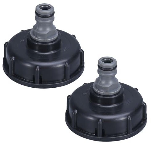 SEMINISMAR IBC Bouchon de Réservoir,S60x6 IBC Bouchon,60x6 IBC Raccord/Bouchon Mamelon,Adaptateur de Bouchon de Réservoir Deau,Bouchon de Réservoir IBC,1/2 Diamètre de Sortie (Noir*2PC)