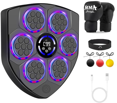 JUOIFIP Music Boxing Machine für Kinder und Erwachsene, Intelligente Bluetooth Boxautomat mit Boxhandschuhen, Wandmontierte Elektronische Boxmaschine mit Musik für Home Fitnessstudio Training Indoor
