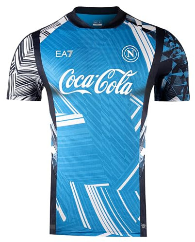 SSC Napoli [EA7] Maglia Pre-Match Azzurro, EA7 Prodotto Ufficiale, Training T-Shirt Calcio 2024/2025, XL