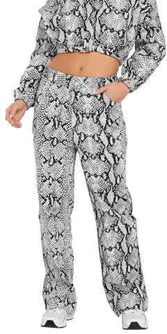 PixieGirl Petite Grey Snake Print Straight Leg Jeans Petite