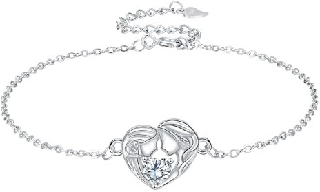 Yinsen Mutter Tochter Herz Armband 925 Sterling Silber Armbänder, Geburtstag Jahrestag Weihnachten Geschenk für Sie Frauen Freundin Mutter