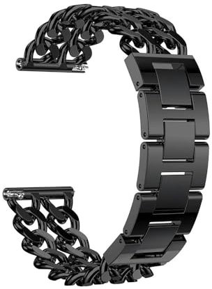 MAKAZHZZRM Cinturino a Catena da 20 mm 22 mm Adatto for Samsung Watch 4 Classic 42 mm 46 mm 40 mm 44 mm Cinturino in Metallo Universale for smartwatch Adatto for Huawei Watch(Black,20mm)