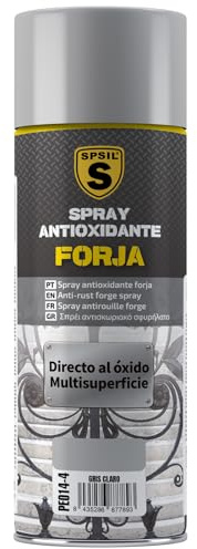 SPSIL Pintura en Spray Efecto Forja Gris Claro 400 ml - Evita la Corrosión - Protección Antihumedad - Secado Rápido