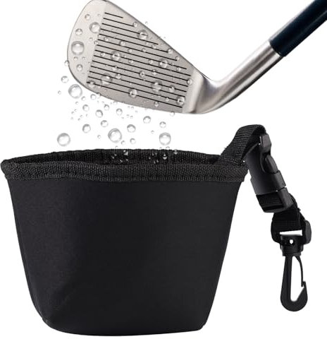 Lyreh Golf Cleaning Bag, Portable Waterproof Liner Golf Club Scrub and Ball Cleaner Pouch with Detachable Clip Outdoor Sport Accessories Gifts for Golfers (Black)