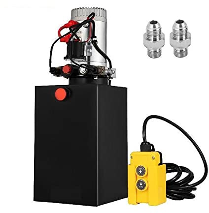 Car Jack Pompa Idraulica 12V DC Unità di Potenza A Doppio Effetto 4-20 Quart Acciaio Serbatoio Olio Discarica Rimorchio Camion Auto Ascensore Motore pompa(8 Quart 2 Acting)