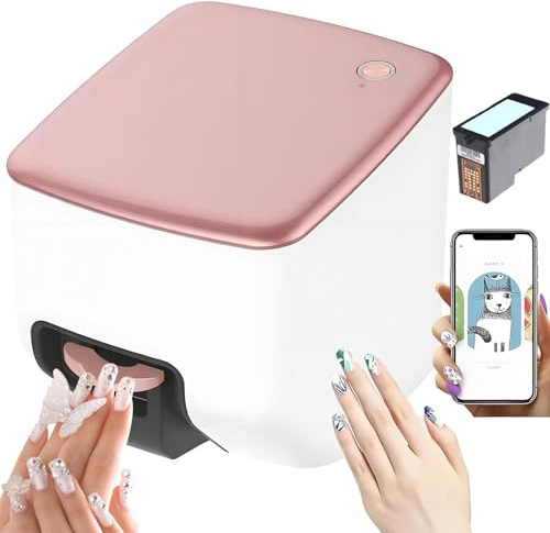 menglanchang Leichter Nagelkunstdrucker, 3D-Smart-Nageldrucker, WiFi-Verbindungssteuerung, automatische Erkennung der Nagelform, schnelles Zeichnen in 10 Sekunden, hochauflösendes Malen mit 4800 DPI