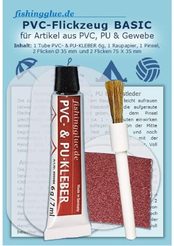 Generisch PVC-Flickzeug Basic, Reparaturset für Plastik | zum Beispiel Schlauchboot Zelt Pool SUP, Wasser-& UV-beständig bis 60°C wärmestabil, Made in Germany