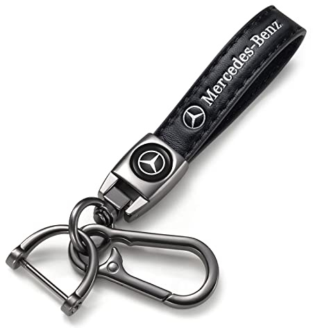 XKWQW1 für Mercedes Auto Schlüsselanhänger, Leder Schlüsselring für Mercedes Benz CESM CLK GLK GL AB GLS GLE AMG Series, Unisex-Autozubehör, Schwarz