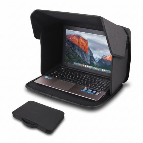 Dpofirs Laptop Sun Shade Lightweight Portable Anti Privacy Hood for 12-14 Inch Laptop for Outdoor Use Polyester