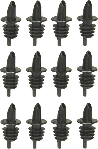 Tablecraft Free Flow Pourers, 2.5 x 1.25 Inch, 12 Count, Black
