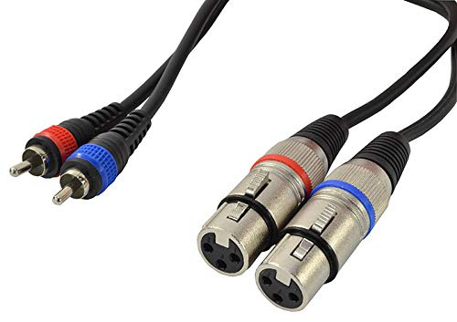 2 X Phono RCA To 2 X XLR (F) Leads 1.5 metre, Flexible cable