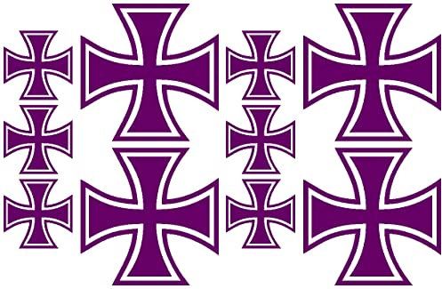 Samunshi® 10x Aufkleber Eisernes Kreuz im Set Bogen26x17cm violett lila