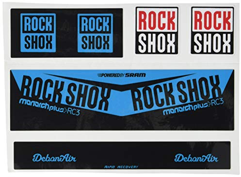 IDIQIB Ecoshirt Sticker Shock Rock Shox Monarch Plus Rc3 Am203 Aufkleber Decals Autocollants Stoßdämpfer MTB Downhill blau