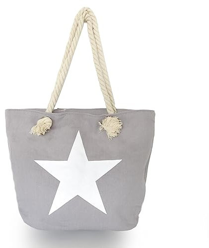 Sonia Originelli Strandtasche Stern Uni Marie Beachbag Shopper Farbe Hellgrau