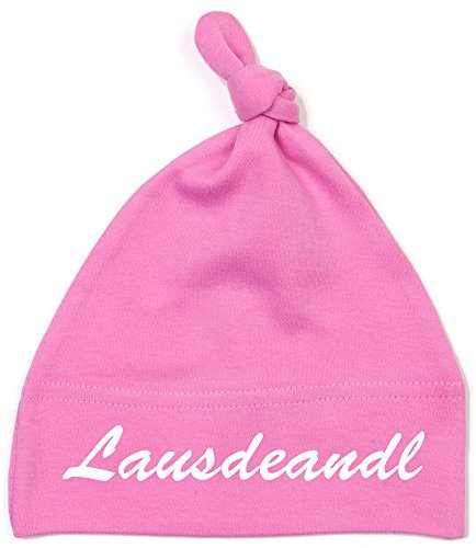 Schnoschi Babymütze in pink mit Lausdeandl hochwertig Bestickt/gestickt