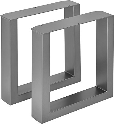 [en.casa] Set de 2 Pieds de Meuble pour Banc Pieds de Table Rectangulaires pour Montage DIY avec Embouts de Protection Acier Gris Acier 40 x 43 cm