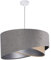 Licht-Erlebnisse Pendelleuchte Stoff Lampenschirm Grau Beige Velours Optik innen in Silber Ø50cm Schlafzimmer Hängelampe