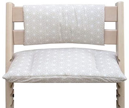 Blausberg Baby - ABWASCHBAR - Kissen Set Junior für Stokke Tripp Trapp Hochstuhl (ohne Schlitz im Sitzkissen) - Sitzverkleinerer Happy Star Beige