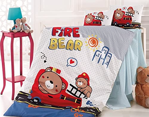 KK Feuerwehr Baby Bettwäsche Wendebettwäsche Fire Bear 100 x 135 cm