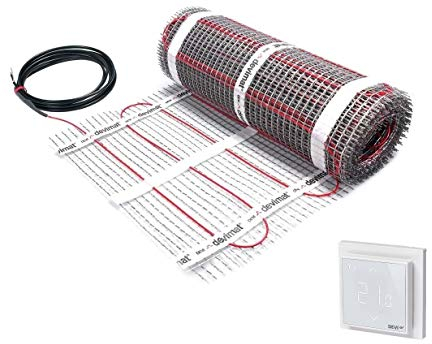 DEVI Devimat Dünnbettset Dünnbett Set mit Devireg SMART (Reinweiß) WLAN Fußbodenheizung DTIF150 (2m2)