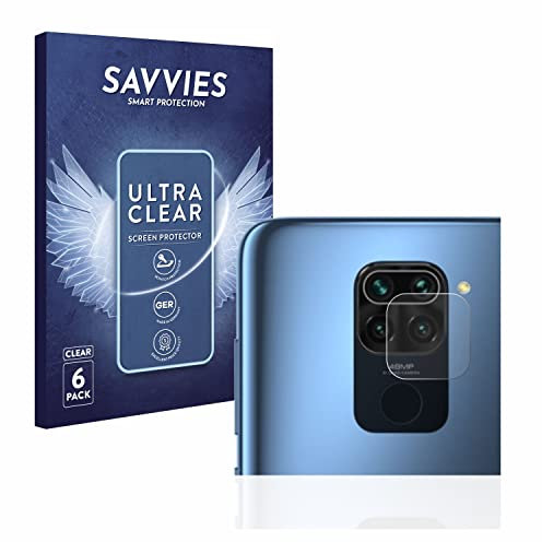 savvies Protector Pantalla para Xiaomi Redmi Note 9 (SÓLO Cámara) (6 Unidades) Película Ultra Transparente