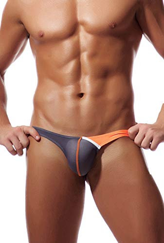 Newsywell Hommes String en Soie Glacée Micro Bulge Pouch Bikinis Tanga Taille Basse Slip Stretch Briefs sous-vêtements Gris Grand