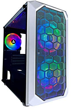 Apevia PRODIGY-WH Micro-ATX Gaming Case with 1 x Tempered Glass Panel, Top USB3.0/USB2.0/Audio Ports, 3 x RGB Fans, White Frame